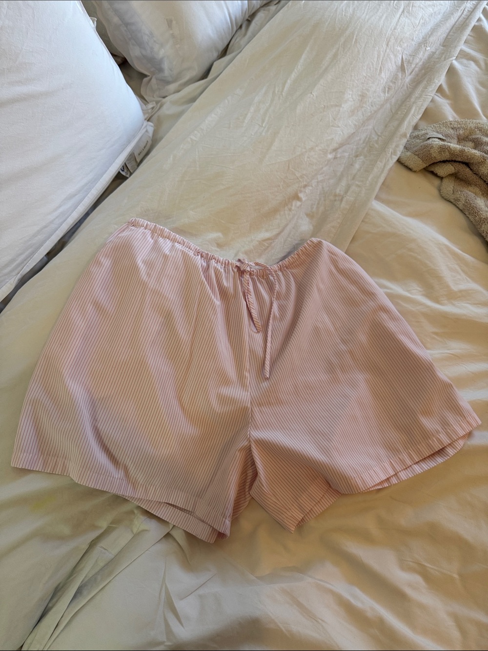 Women’s Pink Striped Relaxed Shorts - Casual Elastic Waist